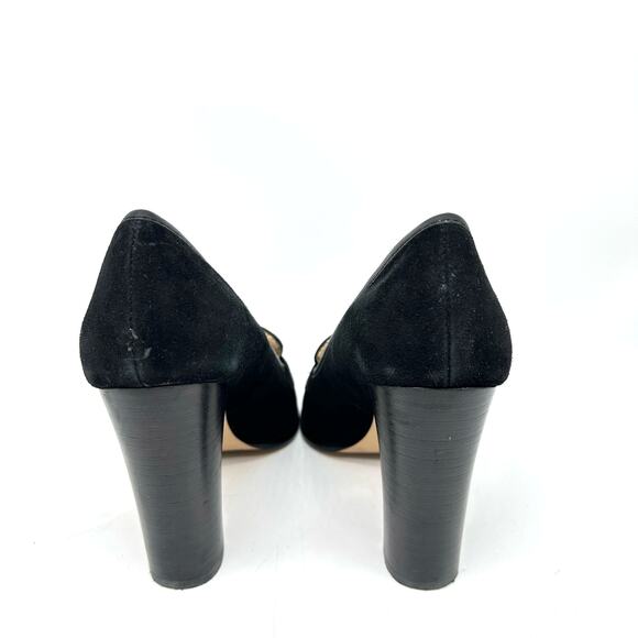 Saks Fifth Avenue Aileen Black Suede And Leather Pointed Toe Heels Womens Size 7 - Picture 5 of 13